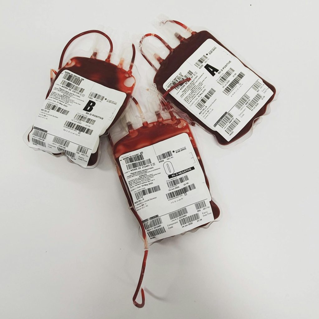 Bags of blood for treatment